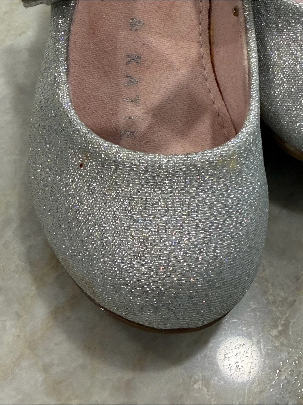 Kelly & Katie SILVIA silver glitter Mary Jane shoes rhinestone strap size 5